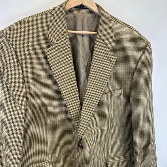 Lord & Taylor Brown Houndstooth Silk/Wool Blazer Sport Coat Mens 48 Officecore - Picture 5 of 16